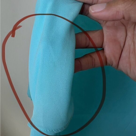 Avenue Light Blue 3/4 Sleeve Tie Neck Asymmetrical Chiffon Blouse 26/28 - Picture 10 of 13